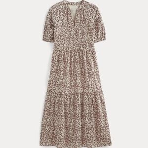 NWT Everlane Farmer's Market Tiered Midi Dress Brown Floral Motif S